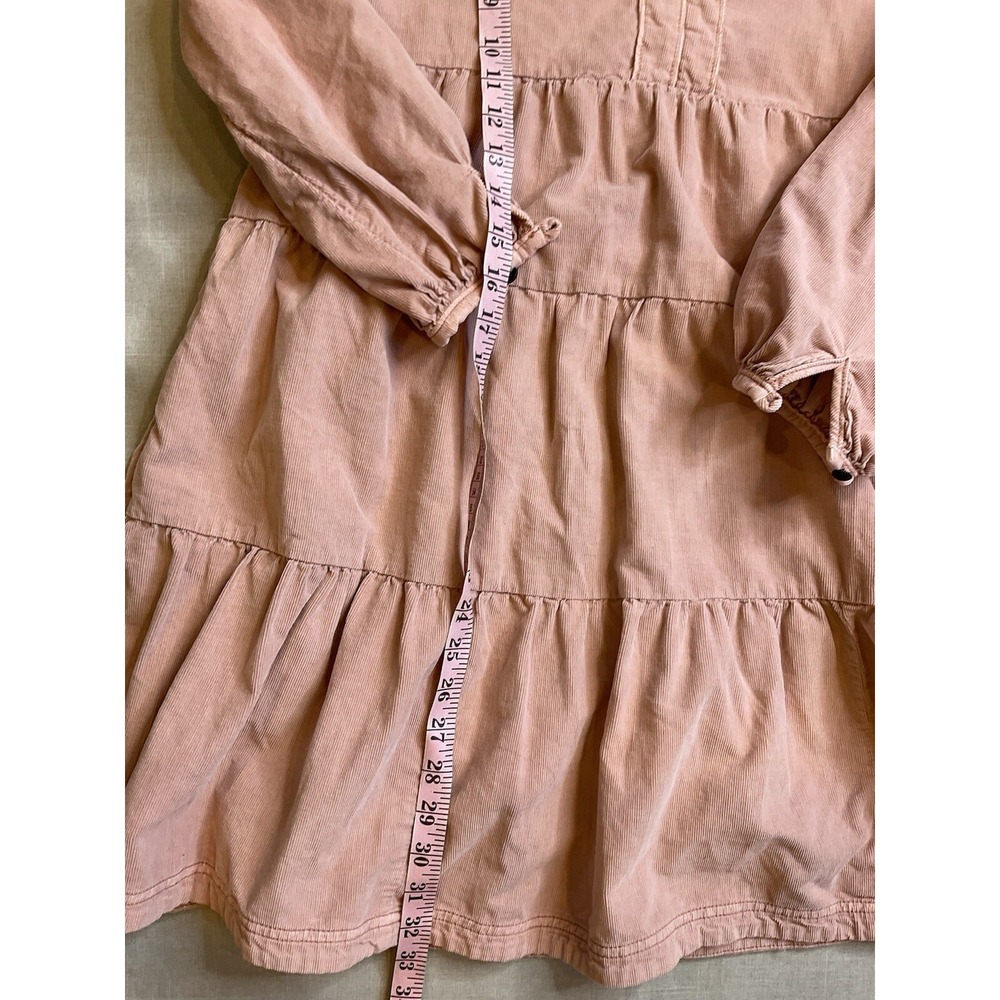 Pilcro Anthropologie Corduroy Dress Size XSP Pink Aline Tiered - Picture 3 of 11